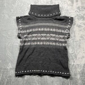 Route 66 Women's Grey Knit Turtleneck Sleeveless Sweater Vest XL